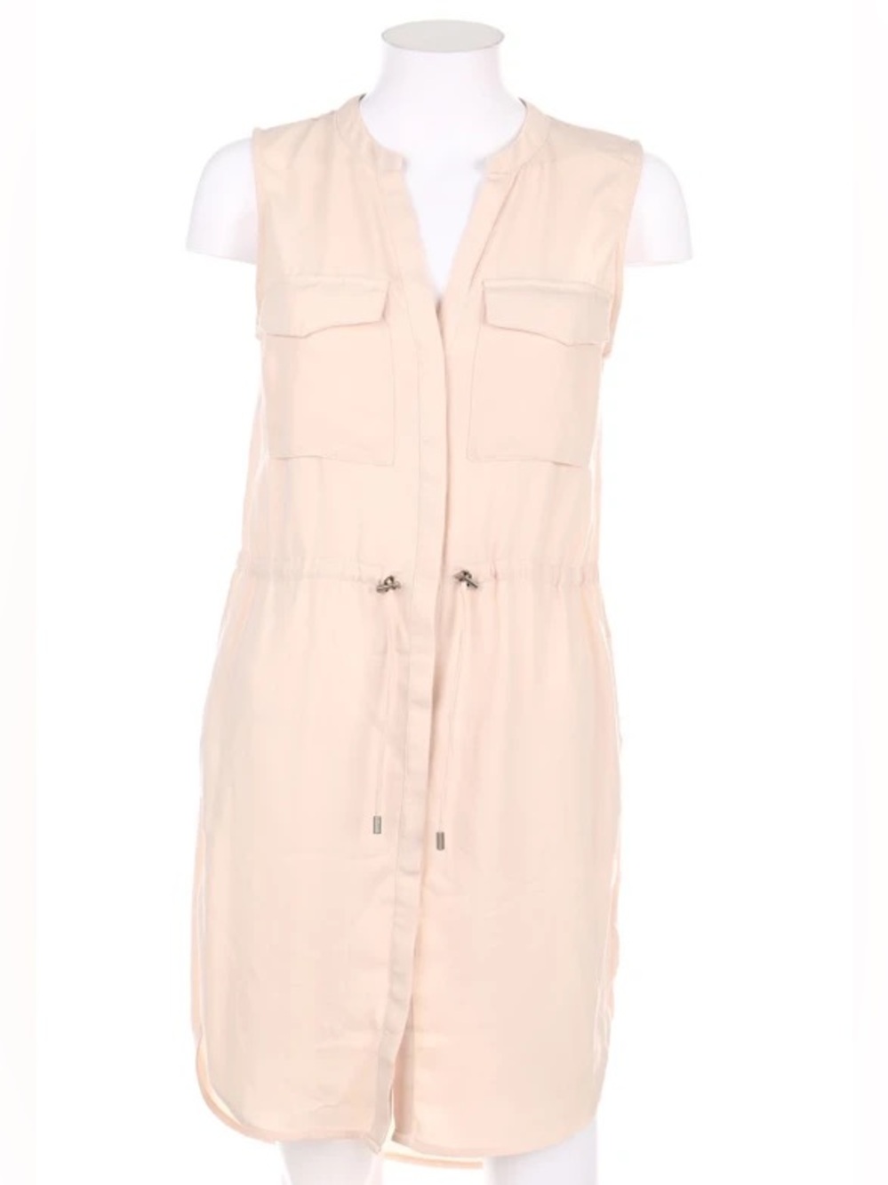 H&M Light Pink Sleeveless Drawstring Shirt Dress